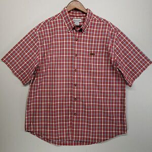 Carhartt Short Sleeve Button Up XL Red White Blue Plaid Plaid Shirt Mens Casual